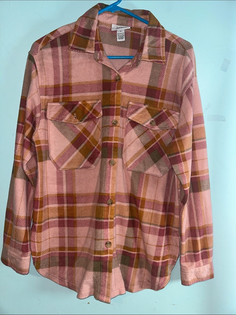 Women’s Pink Plaid Long Sleeve Shirt Jacket